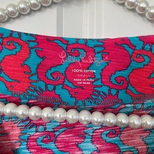 Blue/Pink Seahorse Lilly Pulitzer 3/4 Sleeve